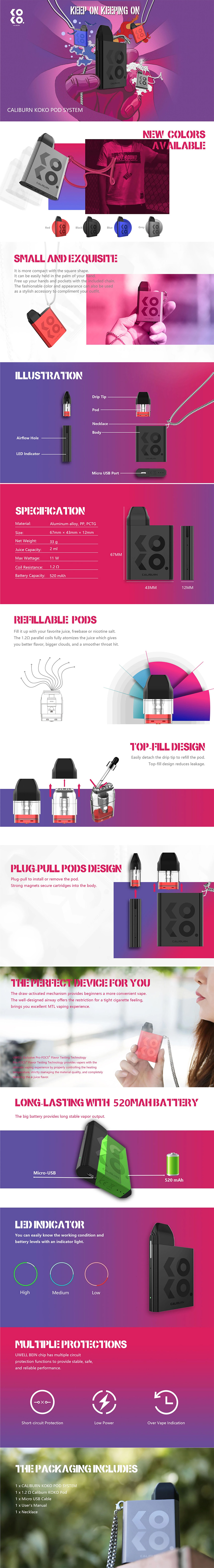 Caliburn KOKO Pod System by Uwell