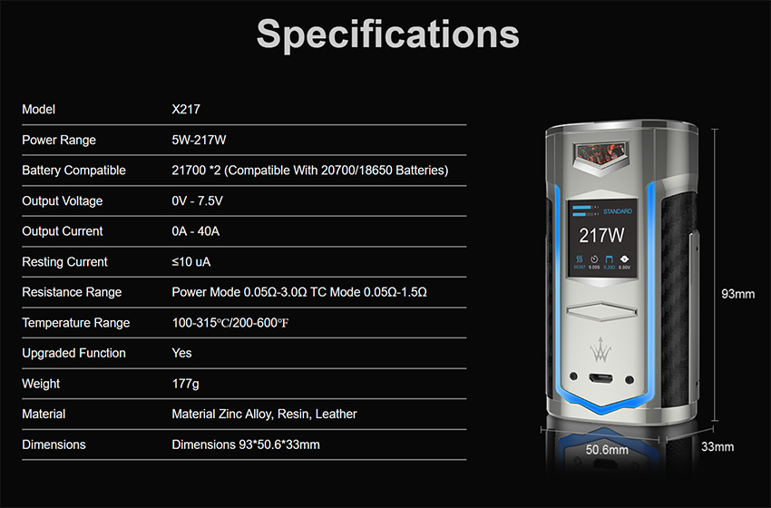 Voopoo X217 TC Box Mod